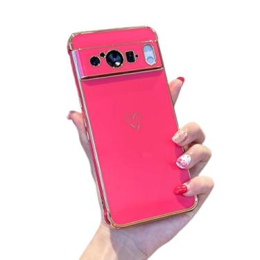 Imagem de ZTOFERA Capa para Samsung Galaxy Google Pixel 8 Pro, linda estampa de corações amorosos com proteção de lente de câmera, capa de celular para Galaxy Google Pixel 8 Pro de 6,7 polegadas, rosa choque