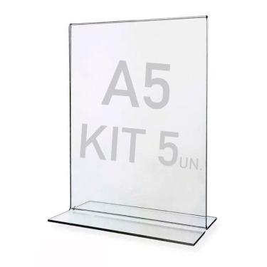 Imagem de Display Expositor T A5 15x21cm Acrílico Ps Balcão 5 Peças