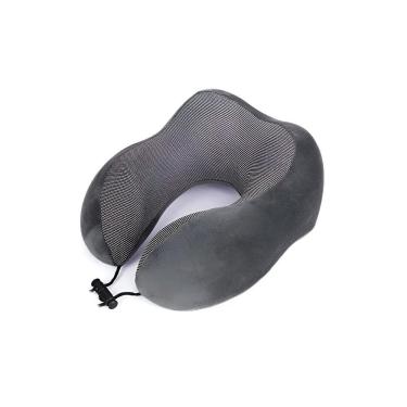 Imagem de Almofada De Pescoço Viagem Cinza Espuma Nasa Fecho Ajustável