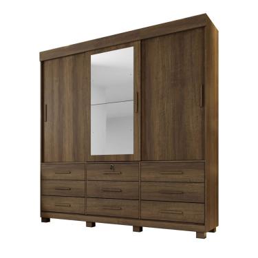 Imagem de Guarda-Roupas Londres 3 Portas 9 Gavetas Com Espelho Benetil Imbuia