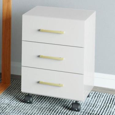 Imagem de Gaveteiro com Rodízios 3 Gavetas 100% Mdf Off White/Gold F16 - Pradel,