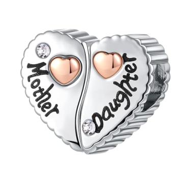 Imagem de LuxglitterLin 2 peças, pingente de coração combinando para mãe e filha, compatível com pulseira Pandora, presente para mulheres