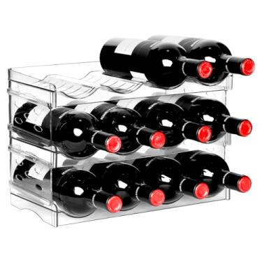 Imagem de BoxedHome Organizador de garrafa de água de plástico e suporte de armazenamento de rack de vinho para armário interno, bancada de cozinha, tampo de mesa, despensa, bares, armários, geladeira