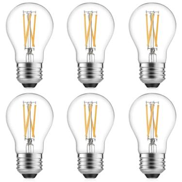 Imagem de Gozelux Lâmpadas LED A15 - Lâmpadas Edison vintage, reguláveis, vidro transparente, base média E26, 6W (equivalente a 60W), branco quente 2700K, 700 LM, para ventiladores de teto, eletrodomésticos