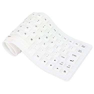 Imagem de Xixian Teclado de Silicone Rolável, Teclado à Prova de Poeira Macia Silencioso 85 Interface USB, Teclado Portátil Dobrável Com Material de Silicone, Leve, Suave Confortável para PC (Branco)