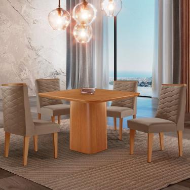 Imagem de Mesa de Jantar Eloise 90cm Tampo MDF Laminado com 4 Cadeiras Safira Moderna Mobília