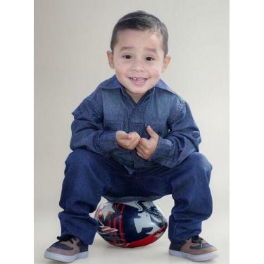 Imagem de Camisa Social Jeans Manga Longa Infantil Para Menino 1 Ao 16 - Maximus