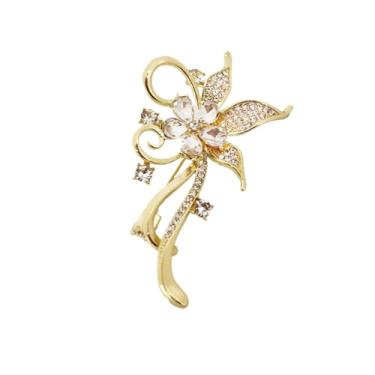 Imagem de Broche de flor de zircônia cúbica elegante para mulheres senhoras delicado banhado a ouro broche de lapela floral acessórios de terno chapéu decoração noiva noivado festa de casamento lindo broche de