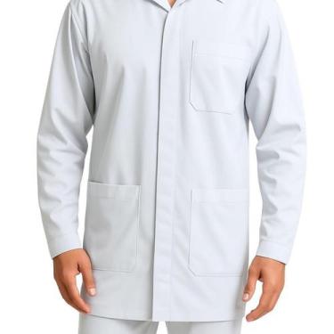 Imagem de Jaleco Guarda Pó Manga Longa Enfermagem Medico Gabardine Masculino Bra