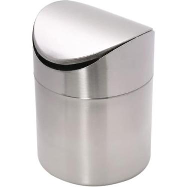 Imagem de Lixeira De Aço Inox Pequena De Bancada Pia Basculante 16cm - Mimo Styl