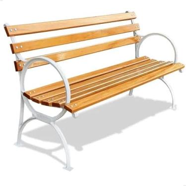 Imagem de Banco De Jardim Arco Íris 8 Réguas Madeira Pé Alumínio 150cm (Branco)