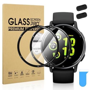 Imagem de Suoman Pacote com 2 + 2 protetores de tela para smartwatch Garmin VivoActive 5, porta de carregador + [antiarranhões] cobertura total de alta definição PMMA película protetora macia