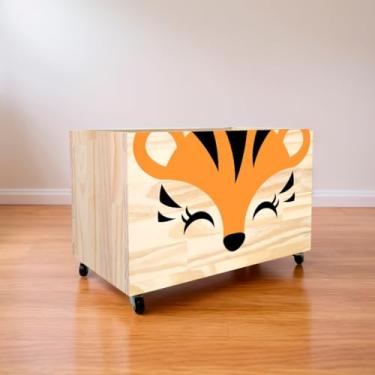 Imagem de Caixote de Madeira para Brinquedos, Caixa Organizadora de Madeira, Baú com rodas para Brinquedos(CX103)