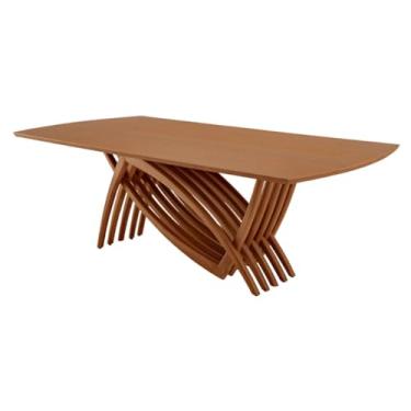 Imagem de Mesa para Sala de Jantar Vênus 220cm Madeira Tampo Barril Laminado Moderna Mobília