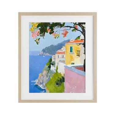 Imagem de Stupell Industries Impressão emoldurada de bétula litoral italiana com vista para o mar, design sob vidro por Riley B, 53 x 43 cm