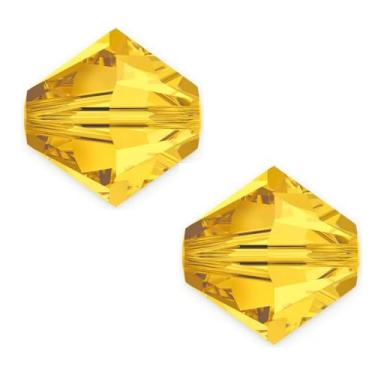 Imagem de 200 peças Adabele Austríaco 3 mm (0,12 pol.) Pequenas Contas de Cristal Bicone Facetadas Soltas Amarelo Topázio Claro Compatível com Cristais Swarovski 5301/5328 SSB308