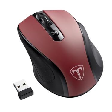 Imagem de HOTWEEMS Mouse sem fio, mouse de computador D-09, mouse sem fio USB para laptop, Ergo Grips, Lightspeed 5 níveis 2400 DPI, bateria de 16 meses, portátil para PC, Mac, Chromebook (vermelho, 1 pacote)