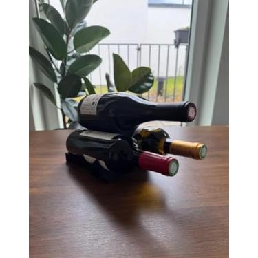 Imagem de Suporte para Vinhos, Decorativo, Base para 3 Garrafas, Preto