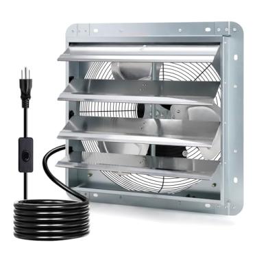 Imagem de Criditpid Exaustor de obturador montado na parede de 40,6 cm com interruptor ON/OFF, motor de cobre puro de alta velocidade e baixo ruído, exaustor de parede para frontão, galpão, garagem, estufa