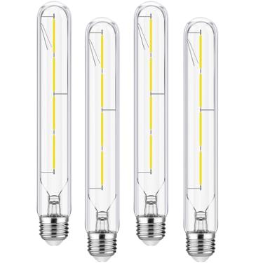 Imagem de HOMOSUM Lâmpadas longas LED T10, lâmpada tubular regulável de 8 W, equivalente a 75 watts, lâmpada de filamento LED vintage estilo Edison E26, luz do dia 5000K, 225 mm, pacote com 4 (8,9 polegadas 4w=