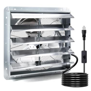 Imagem de Criditpid Exaustor de obturador montado na parede de 61 cm com interruptor ON/OFF, motor de cobre puro de alta velocidade e baixo ruído, exaustor de parede para frontão, galpão, garagem, estufa