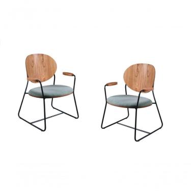 Imagem de Kit 2 Poltronas Sala Star, área Externa Aço Madeira - Oliva - Solare Móveis