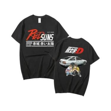 Imagem de Camiseta Unissex Dupla Face Anime Drift AE86 Initial D Com Gola Redond