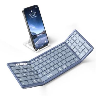 Imagem de Teclado Bluetooth Samsers dobrável com teclado numérico azul
