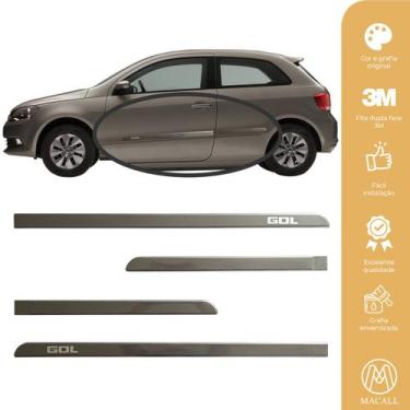 Imagem de Jogo Friso Slim Lateral Volkswagen Gol Original com Grafia Cores, Cinz