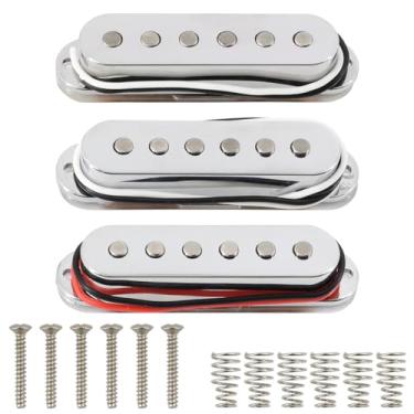 Imagem de Domofa Conjunto de captadores de bobina única Alnico 5 Strat SSS para peça de substituição de guitarra elétrica Stratocaster (cromada)