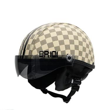 Imagem de Capacete Coquinho Scooter Elétrica Bike Skate Patinete BR 101 Premium Viseira Fume (Xadrez Bege, G - VESTE 59/60)