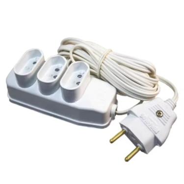 Imagem de Extensão Elétrica com 3 Tomadas, Cabo de 5 Metros, Branco