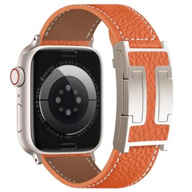 Imagem de Charlam Pulseira magnética de couro compatível com Apple Watch Series SE/10/9/8/7/6/5/4/3/2/1/Ultra 2 de 40 mm, 41 mm, 41 mm, 42 mm, 45 mm, 46 mm, 49 mm, 40 mm, 41 mm, 41 mm, 40 mm, 41 mm, 42 mm, 40