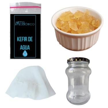 Imagem de Kefir de Agua Com Tampa Voal e Frasco 500ml