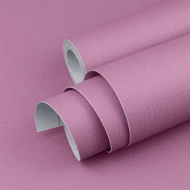 Imagem de Yun-aeon Papel de parede texturizado rosa 39,9 cm × 3,048 cm Papel de contato impermeável removível para armários e gavetas Papel de parede autoadesivo de vinil decorativo para quarto e banheiro
