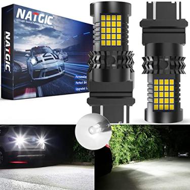 Imagem de NATGIC Lâmpadas LED Xenon Branco 3157 3156 para Luz Reversa Canbus Sem Erros Resistor Embutido Sem Hyper Flash Sem Erro, 3057 T25 Lâmpada para Luz de Backup Luzes de Placa de Licença Luz Traseira