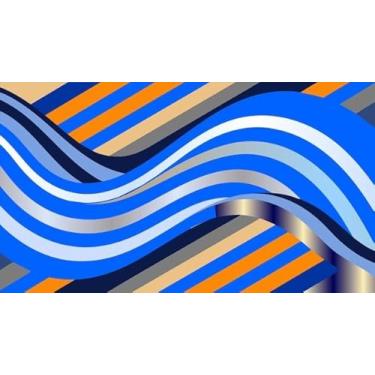 Imagem de Quadro Decorativo com Estampa Blue Abstract Zig Zag Line 30 x 30 Vinil 2 unidades