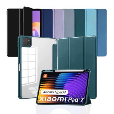 Imagem de Capa Smart Case Xiaomi Pad 7/7 Pro Acrílico - Tampa Magnética Sleep/Wake e Suporte para Caneta - Compatível com Xiaomi Pad 7/7 Pro (2024) (Verde, Apenas Capa)