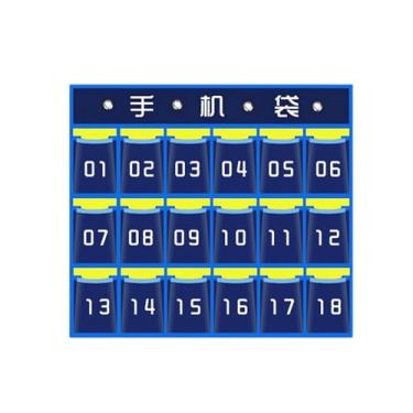 Imagem de Baoblaze Bolsa de armazenamento para celular, para pendurar na parede ou na porta, para quadro de bolso em sala de aula, organizador de artigos diversos para, 18 Bolsos 67x51cm