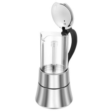 Imagem de Pote de moka de vidro transparente, panela de moka de fogão de aço inoxidável, máquina de café mocha estilo clássico italiano Greca Cafe Mocha, máquina de café expresso portátil para cafeterias