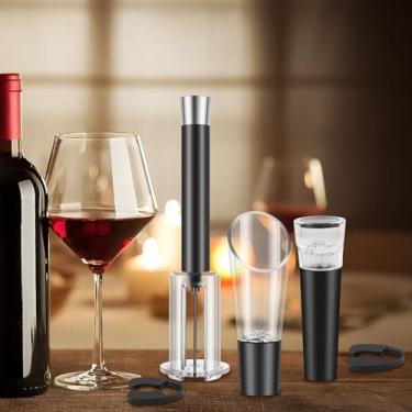 Imagem de HOTBEST Conjunto de abridor de vinho eficiente com abertura de vinho, bomba de pressão de ar, abridor de garrafas com cortador de alumínio, rolha a vácuo, removedor de cortiça, saca-rolhas para