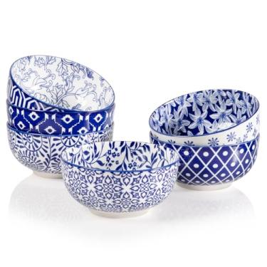 Imagem de Sweejar Conjunto de tigelas de cereais de cerâmica, tigelas de sopa de 822 g, seguras para micro-ondas e lava-louças, tigelas de porcelana de 15 cm de profundidade para cozinha, frutas, ramen, salada