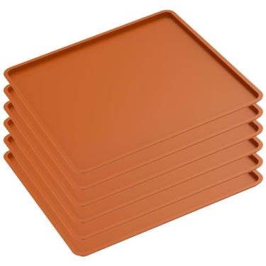 Imagem de KHZSPP 10 peças de tapetes de desidratador de silicone com borda elevada antiaderente 35 x 35 x 0,9 cm / 13,8 x 13,8 x 0,35 polegadas reutilizável fácil de limpar para frutas carne legumes para