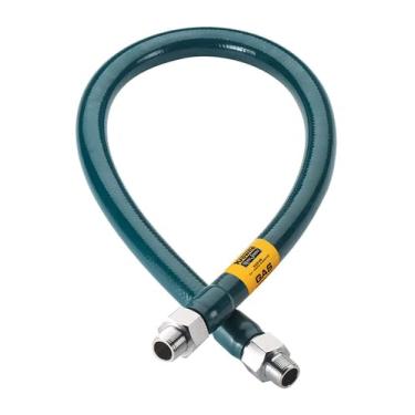 Imagem de FSE Mangueira de gás M5024 Royal Series, 1/5.1 cm I.D., 61.0 cm de comprimento, tubo corrugado de aço inoxidável e envoltório radial com revestimento de PVC verde, capacidade de fluxo mínima de
