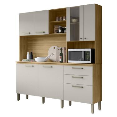 Imagem de Armário De Cozinha Mega Com Tampo 7 Portas E 2 Gavetas Freijó Soft