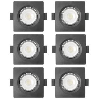 Imagem de Kit 6 Spot de Led Embutir Slim PAR20 Quadrado 8W Preto Bivolt 6500K Frio
