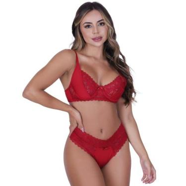 Imagem de Conjunto Lingerie Rendado Vellfer VF-87, Rubi, M