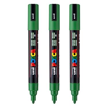 Imagem de posca Marcadores de tinta à base de água PC-5M, ponta média reversível (1,8-2,5 mm), verde floresta, 3 unidades