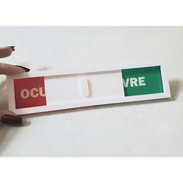 Imagem de Placa Sinalizadora Livre/Ocupado em Acrílico, 5 x 20 cm, Sistema Deslizante, Branco