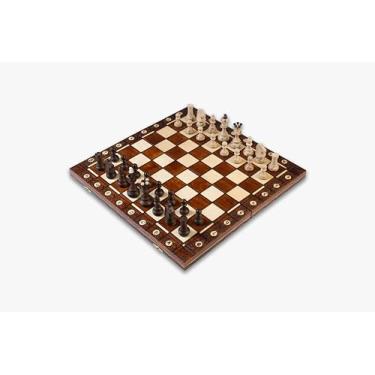 Imagem de Handmade European Wooden Chess Set with Wood Chess Pieces – Decorative Box with Storage Tray – Rustic Classic Board Game (Senator Brown)